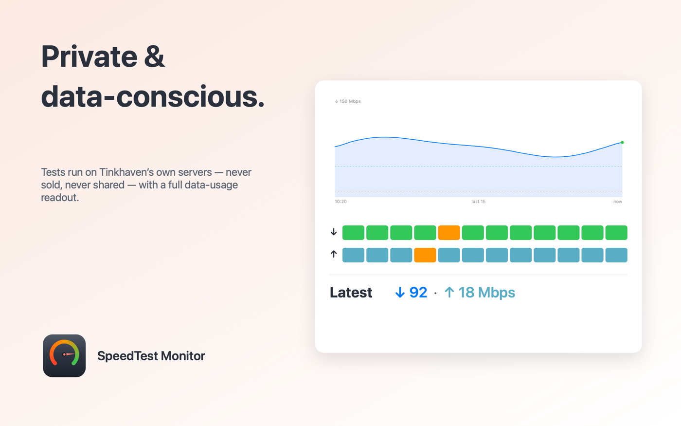 Private and data-conscious — tests run on Tinkhaven's own servers